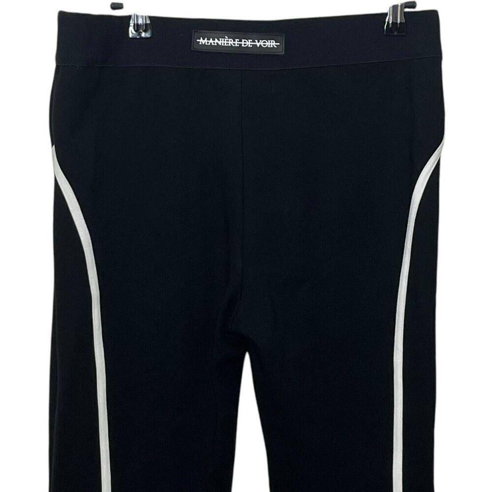 Maniere De Voir Compression Leggings Women's Size 14 Black White Trim High Rise - Picture 6 of 12